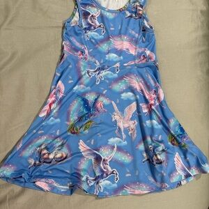 Girls' Blue Unicorn & Pegasus A-Line Dress